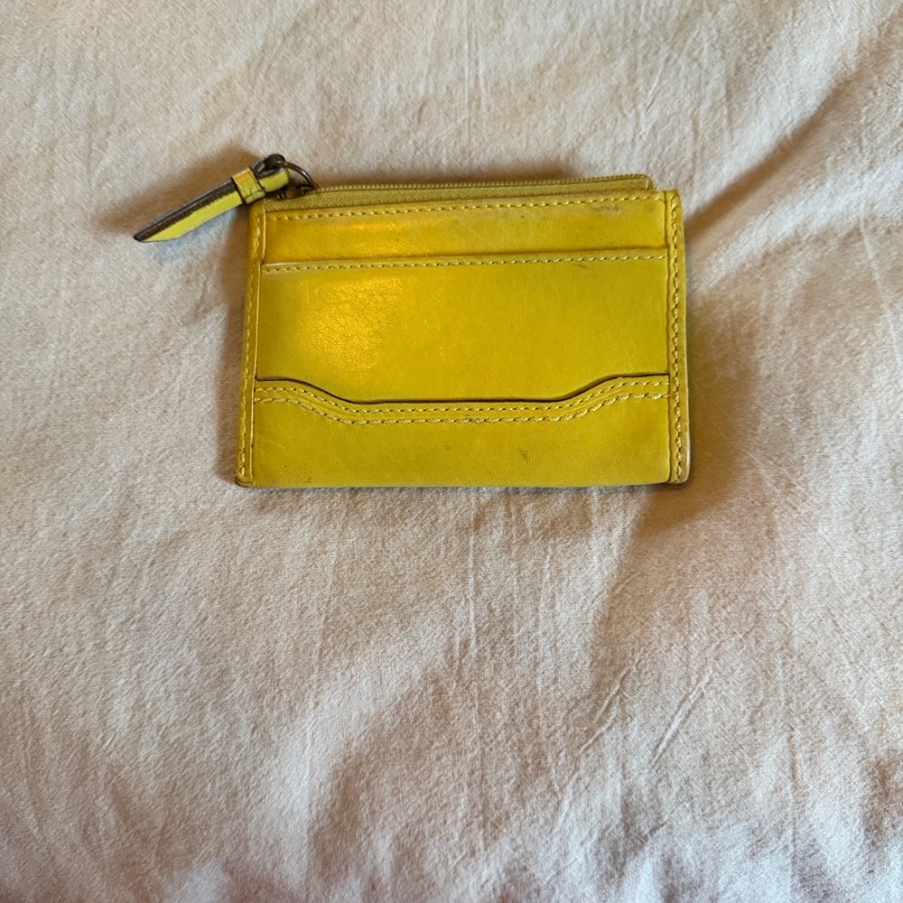 Coach Vibrant Yellow Leather Card Case - Picture 3 of 3